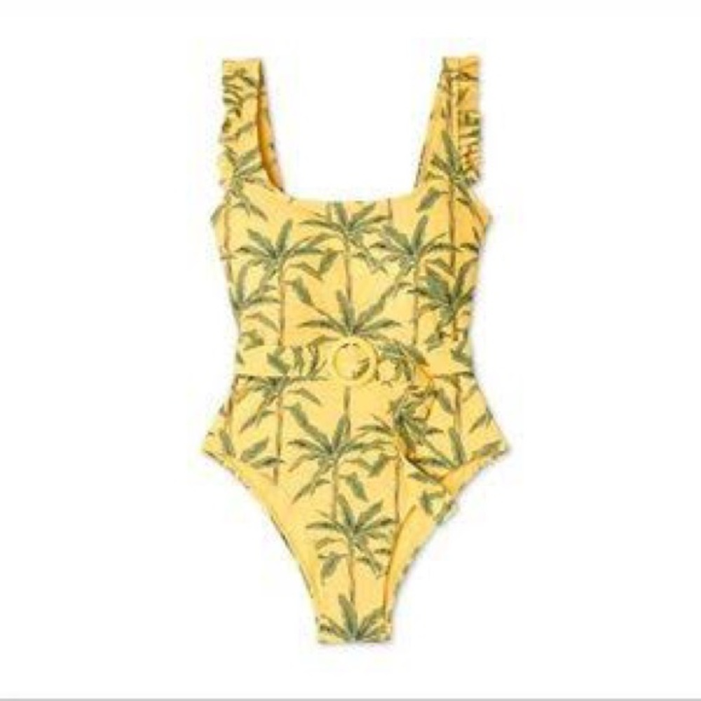 Agua Bendita x Target Swimsuit XL Palm Print One Piece Yellow Green